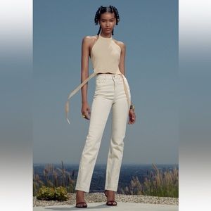 ZARA - High Rise Straight Jeans - ecru